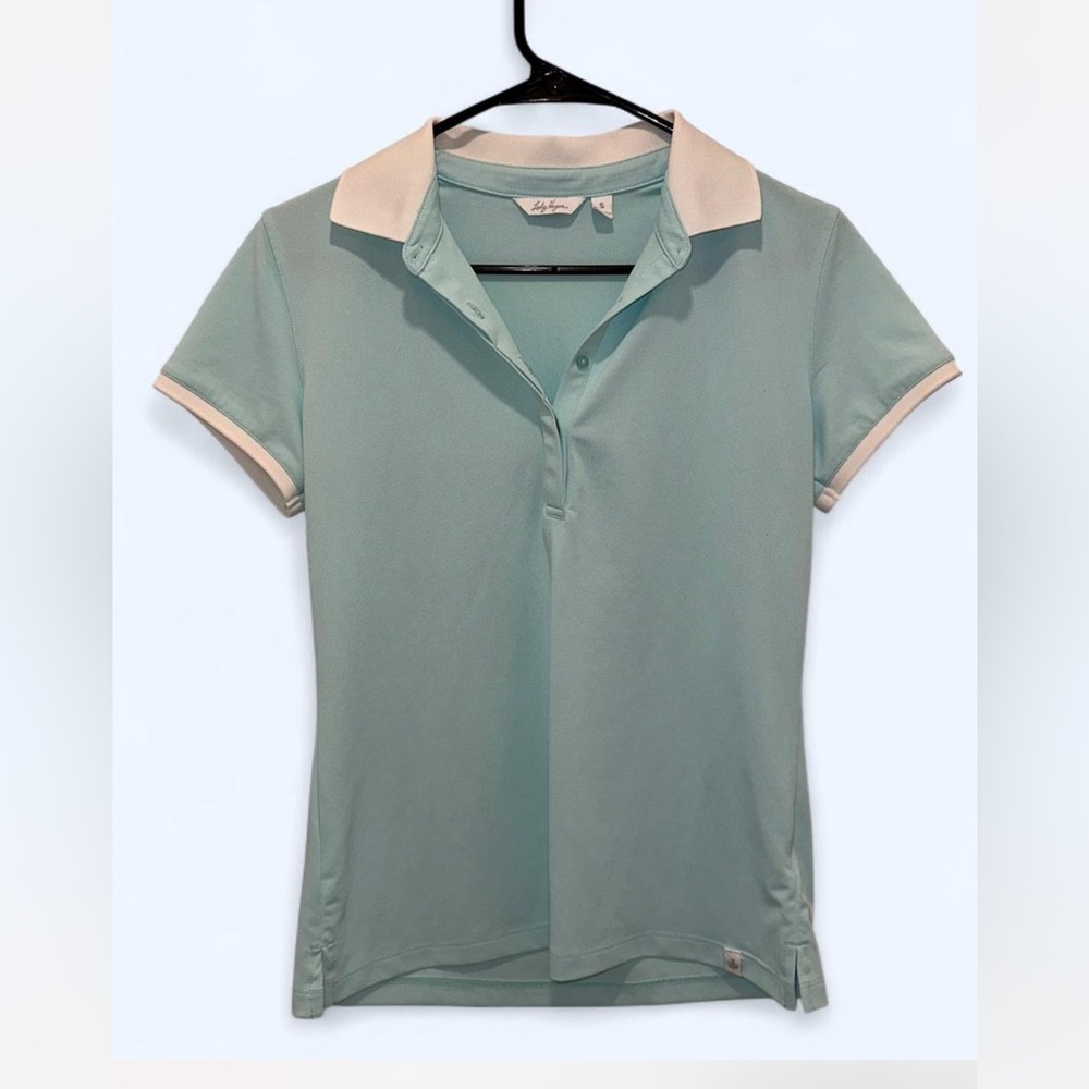 Lady Hagen Women's Polo Shirt - Light Blue and White
